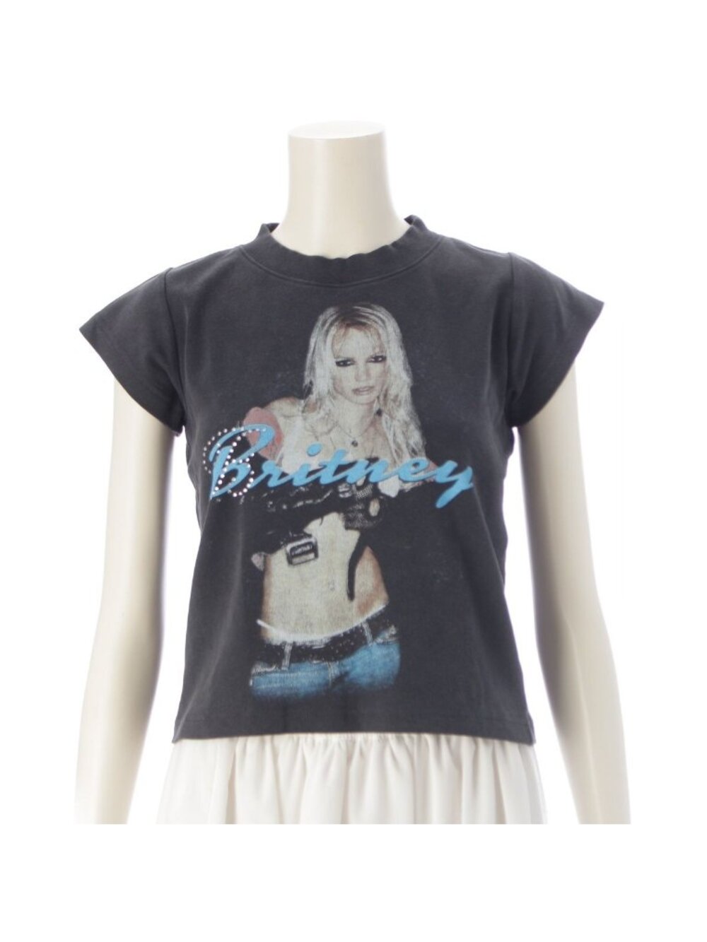 Balenciaga Britney Spears Cotton Print Short Sleeve T-Shirt Black Blue